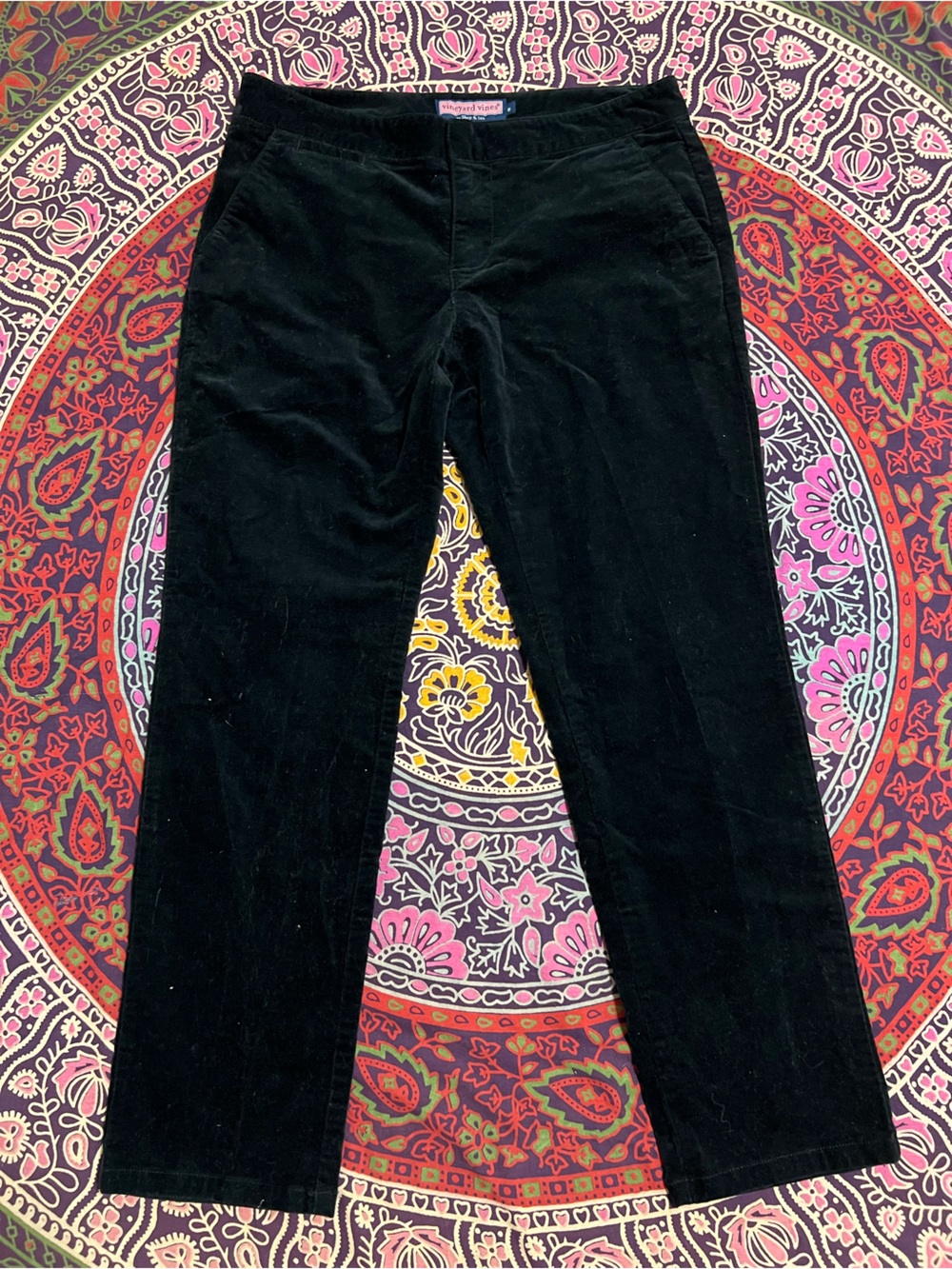 Vineyard Vines Black Wide-Leg Velvet Pants size 8